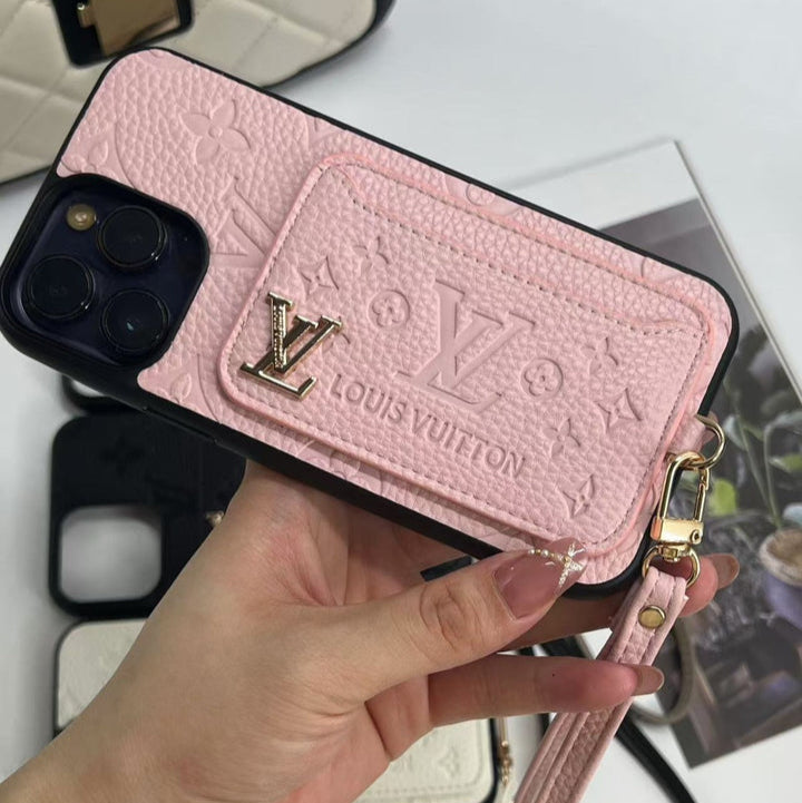 Luxe Card Holder Strap Case – Inspired Elegance for iPhone