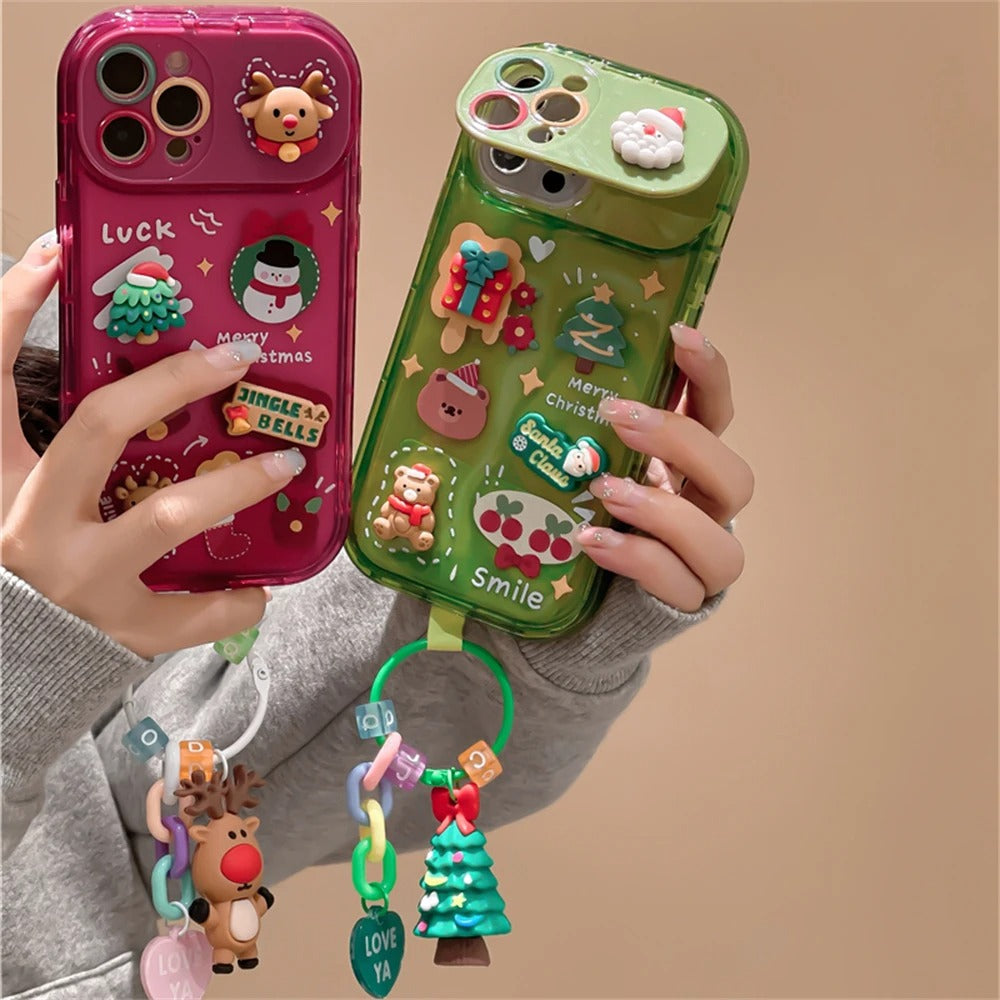 Cute Cartoon Elk Pendant Case For iPhone 16 15 14