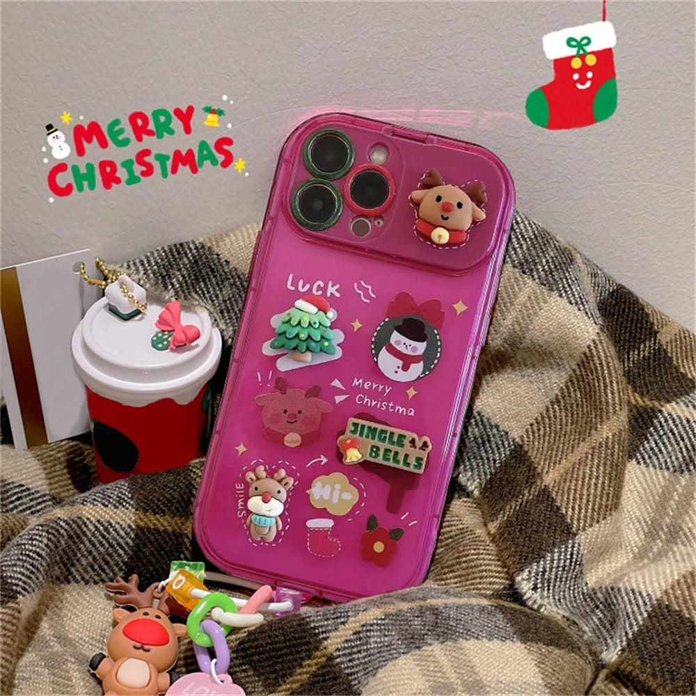 Cute Cartoon Elk Pendant Case For iPhone 16 15 14