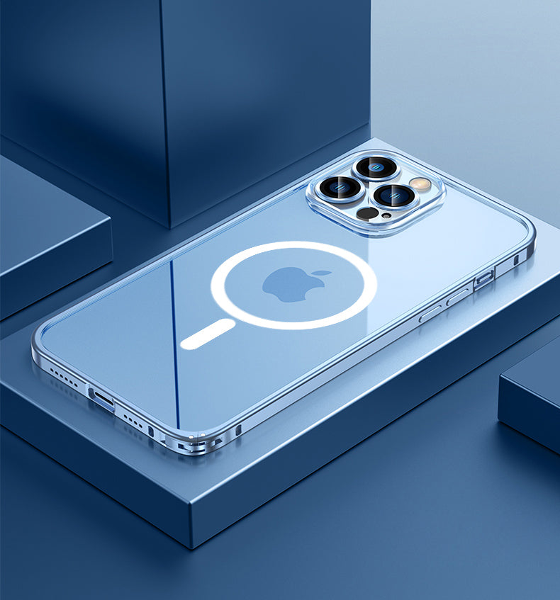 Magnetic Metal Transparent coil Case For iPhone 13 Series - theroxymob