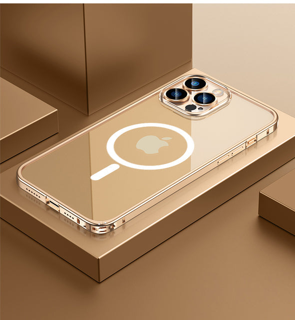 Magnetic Metal Transparent coil Case For iPhone 13 Series - theroxymob