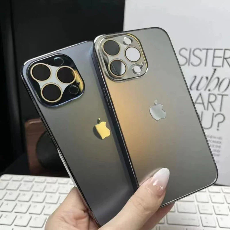ELECTROPLATED MATTE ACRYLIC LENS DESIGN TEMPERED GLASS FOR IPHONE 16 15 14