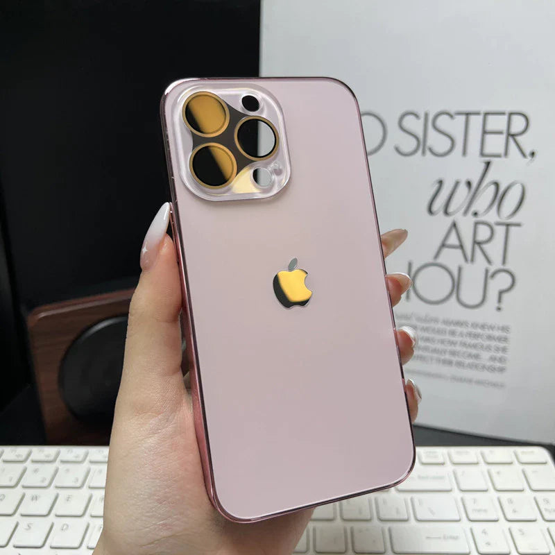 ELECTROPLATED MATTE ACRYLIC LENS DESIGN TEMPERED GLASS FOR IPHONE 16 15 14