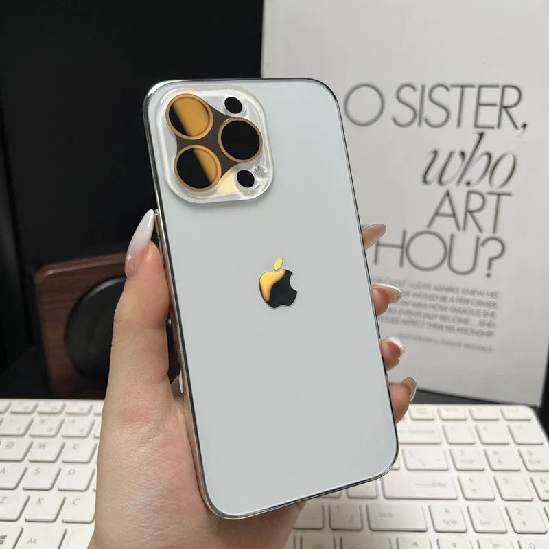 ELECTROPLATED MATTE ACRYLIC LENS DESIGN TEMPERED GLASS FOR IPHONE 16 15 14