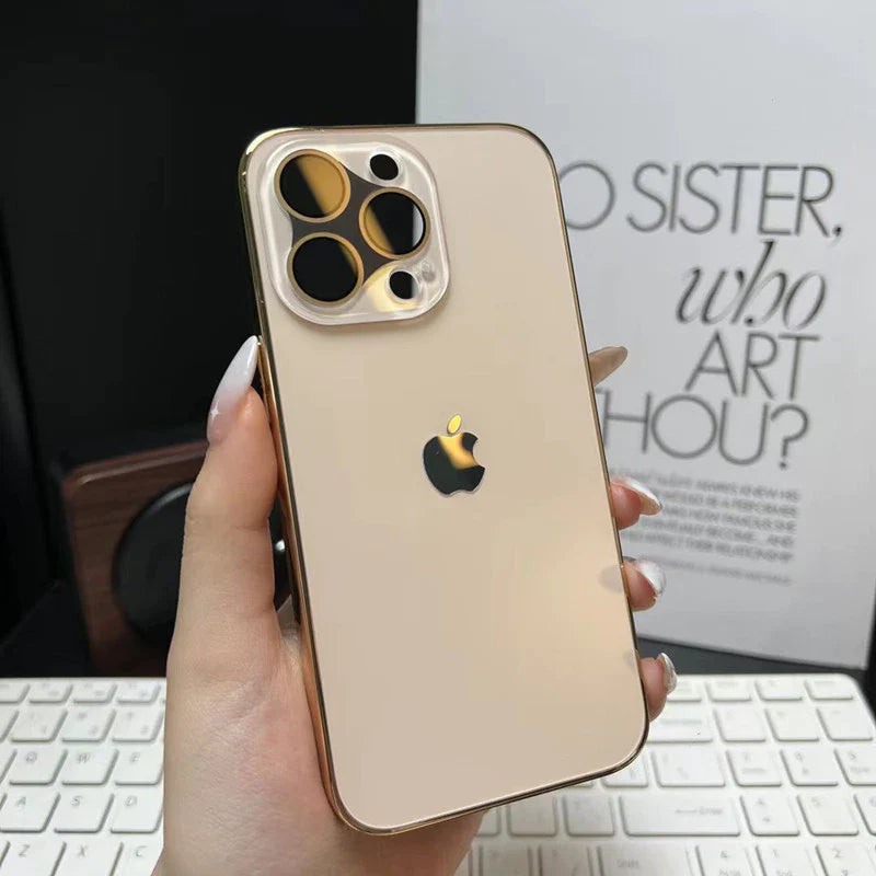 ELECTROPLATED MATTE ACRYLIC LENS DESIGN TEMPERED GLASS FOR IPHONE 16 15 14