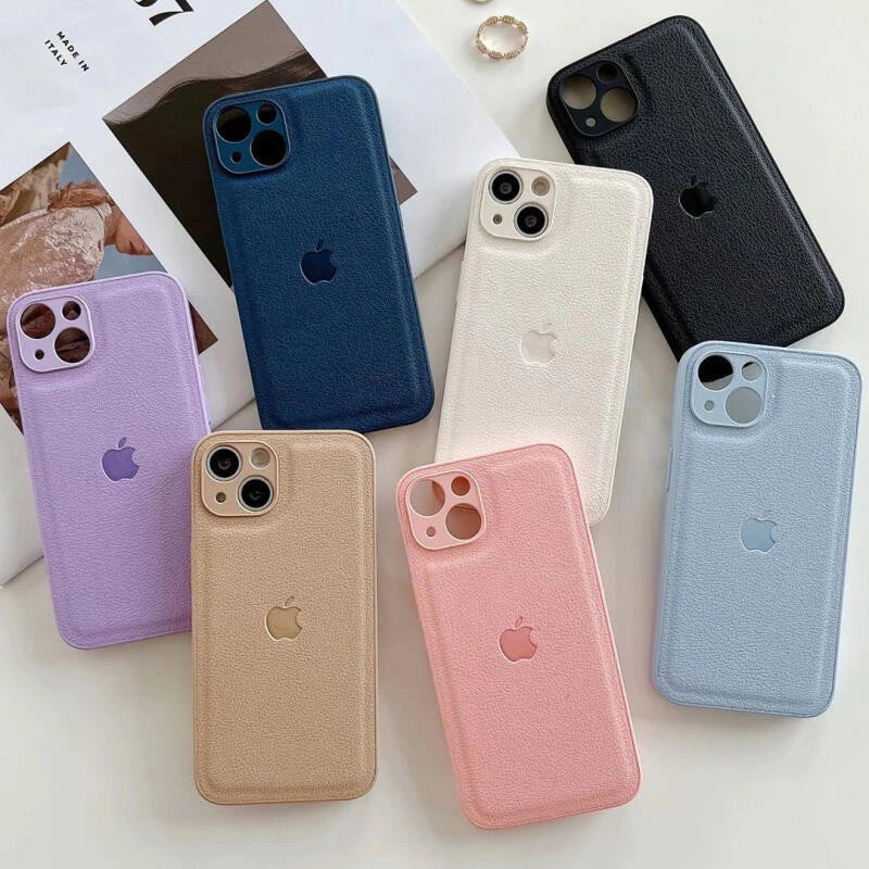 Graphite iPhone Leather Phone Case For iPhone 16 / 15 / 14