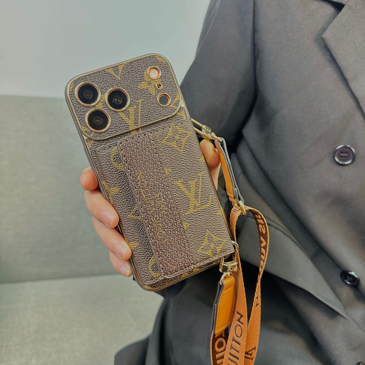 Luxury Lv Leather Phone Case with Wallet for iPhone 13-18 Pro & Pro Max
