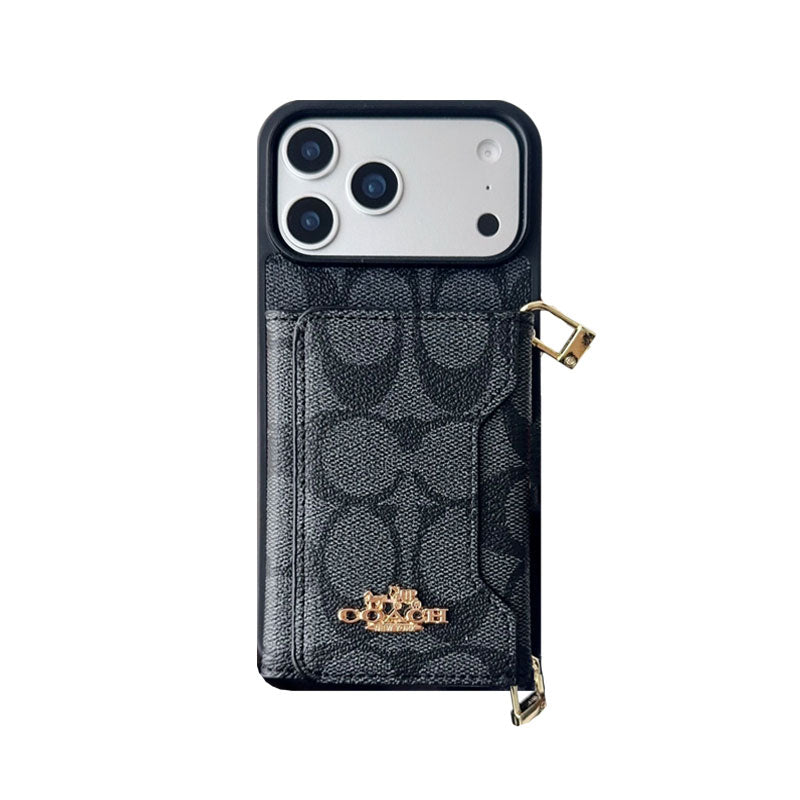 Designer Monogram Wallet Coach Case with Crossbody Strap