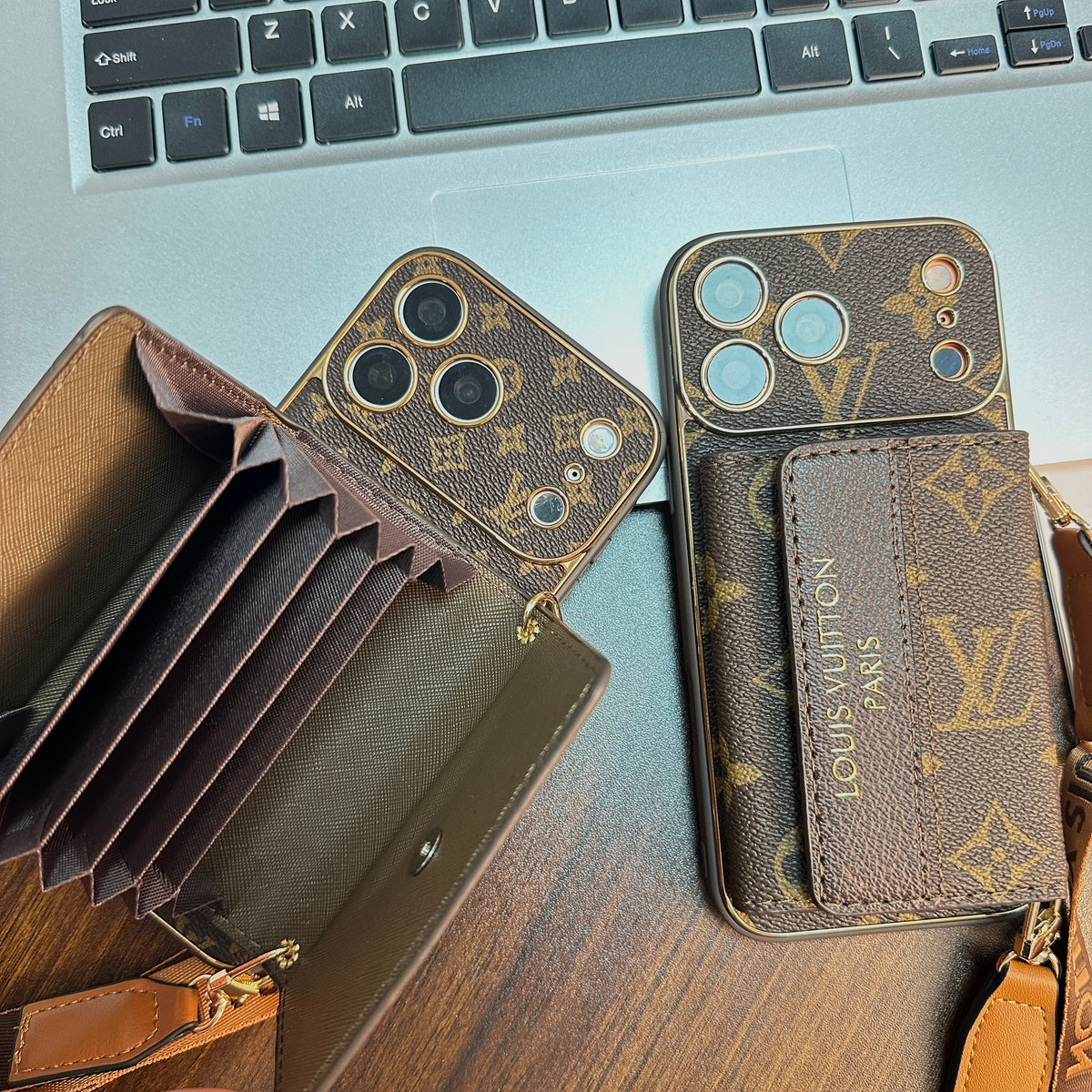 Luxury Lv Leather Phone Case with Wallet for iPhone 13-18 Pro & Pro Max