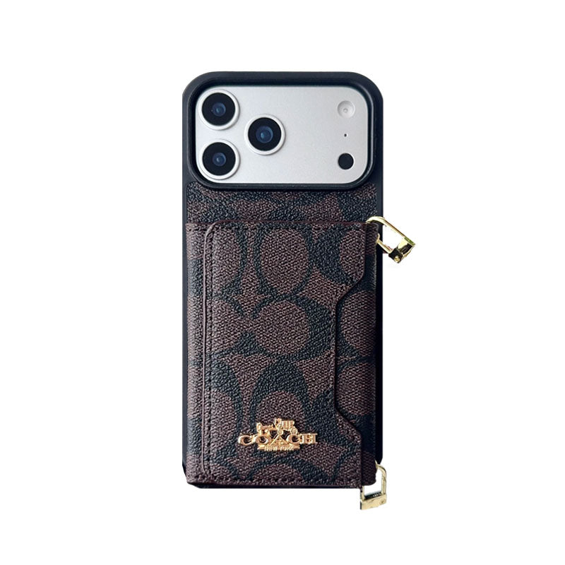 Designer Monogram Wallet Coach Case with Crossbody Strap