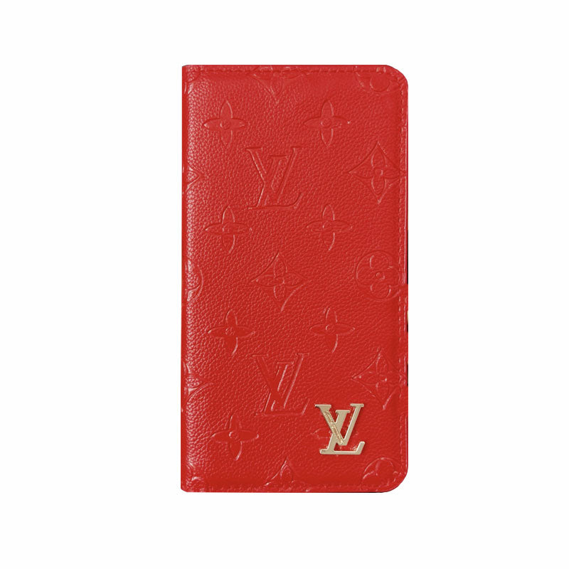 Premium Leather Folio Monogram Phone Case with Card Holder for iPhone 12-18 Pro & Pro Max