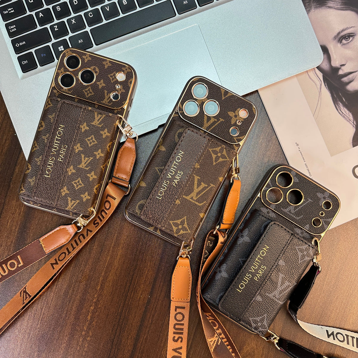 Luxury Lv Leather Phone Case with Wallet for iPhone 13-18 Pro & Pro Max