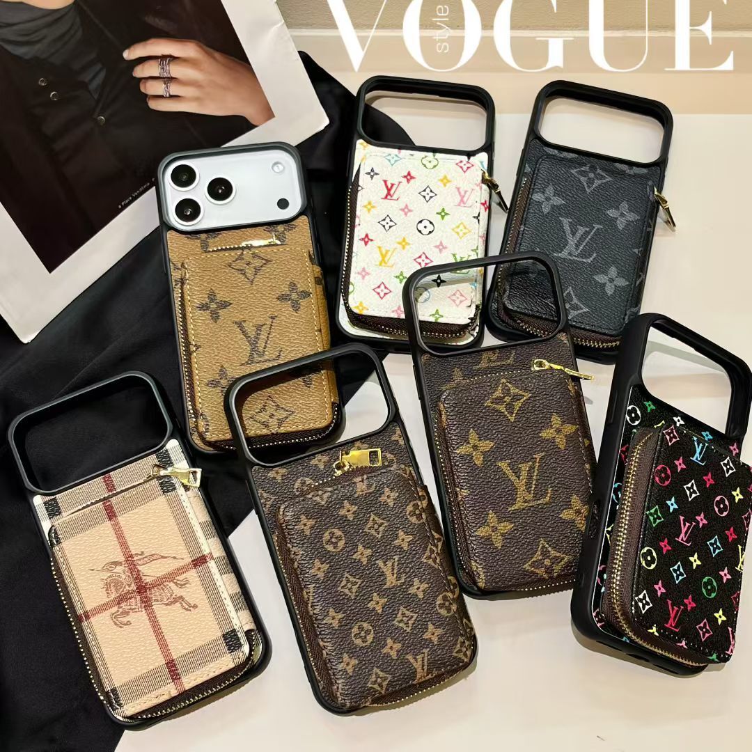Canvas Leather Wallet Card Holder Crossbody iPhone Case For iPhone 17 / 16 / 15 / 14