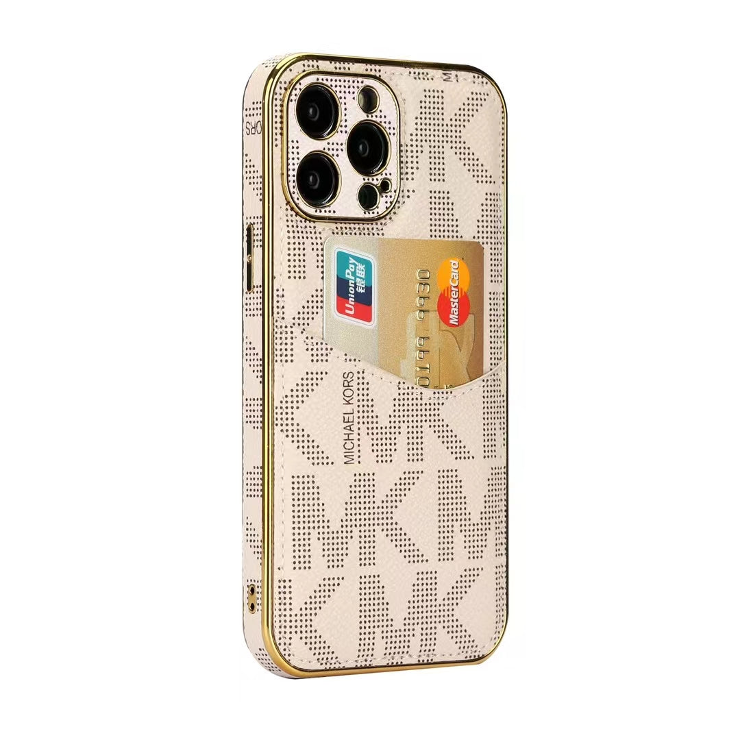 Luxury M-K-Inspired Monogram iPhone Case with Card Holder Roxy New 2