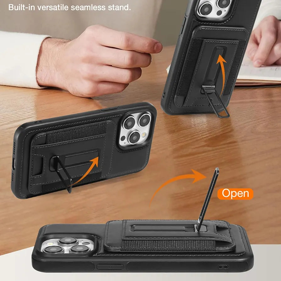 Leather Case with Magnetic, Detachable Card Holder