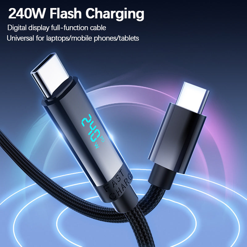 240W Fast Charging Cable with Digital Display