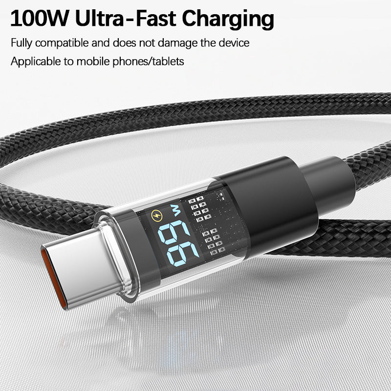 100W Fast Charging Cable With Digital Display