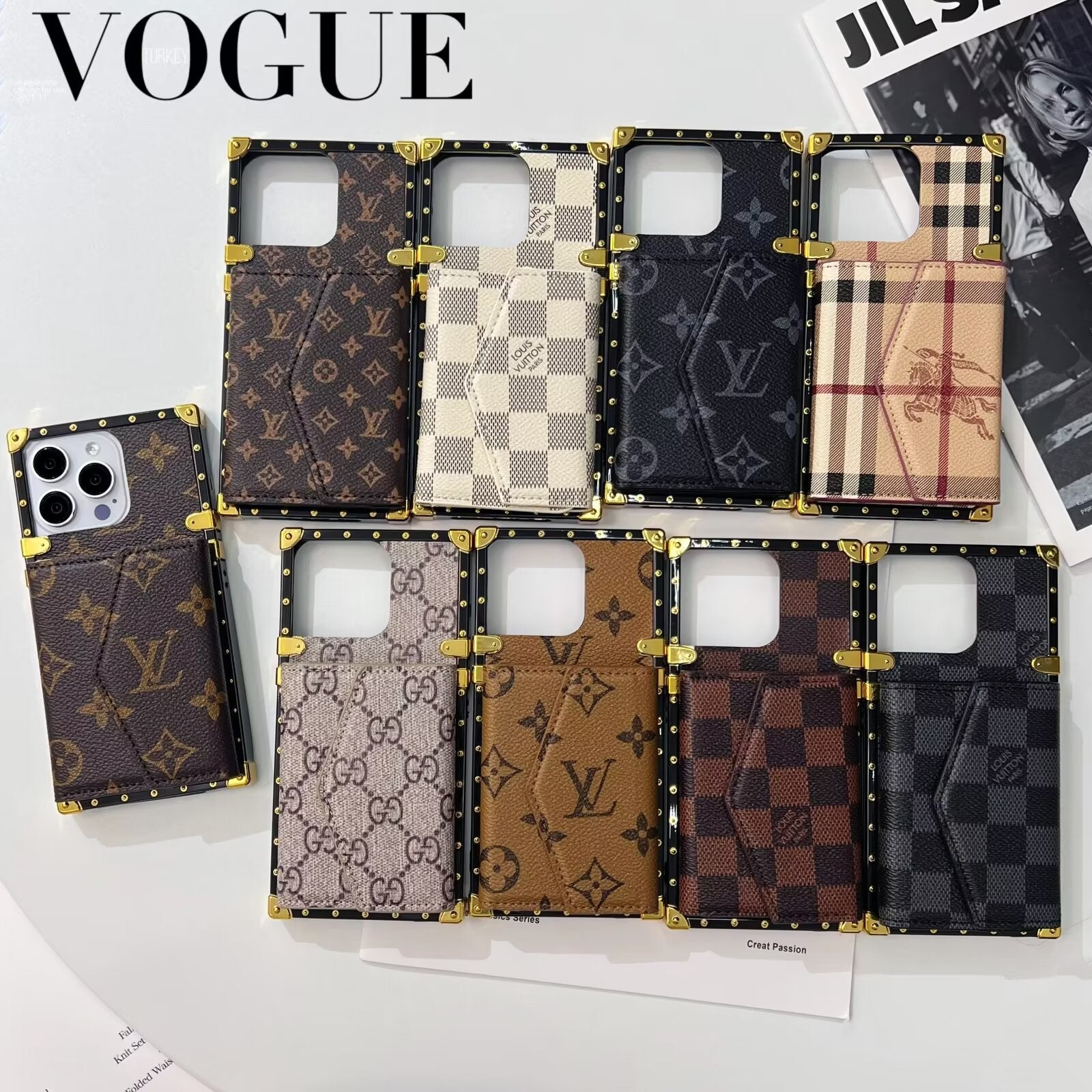 Luxury CANVAS LEATHER CARD HOLDER MONOGRAM Roxy New 2