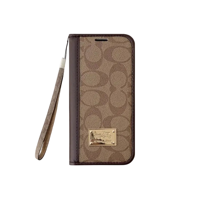 Leather Fold Coach iPhone Case With Wallet And Strap