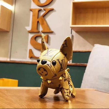 Louis Vuitton Dog Ornament Cute Genuine Leather Key Chain