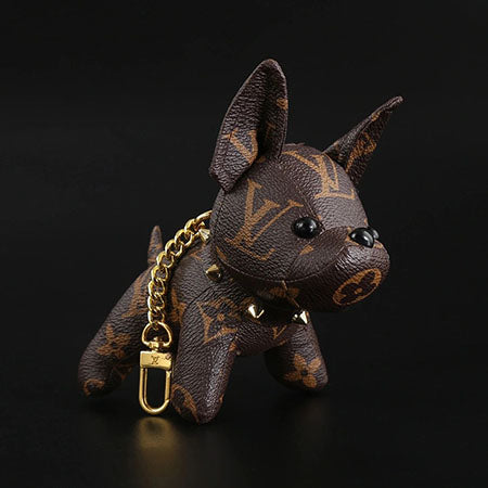 Louis Vuitton Dog Ornament Cute Genuine Leather Key Chain