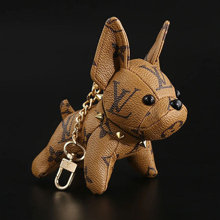 Louis Vuitton Dog Ornament Cute Genuine Leather Key Chain