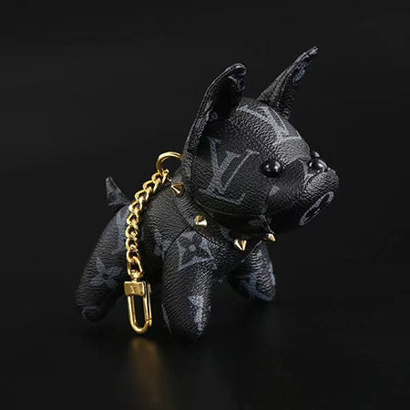 Louis Vuitton Dog Ornament Cute Genuine Leather Key Chain