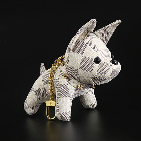 Louis Vuitton Dog Ornament Cute Genuine Leather Key Chain