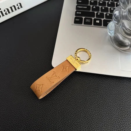 Louis Vuitton Keyring Embossed Leather Gold Hardware