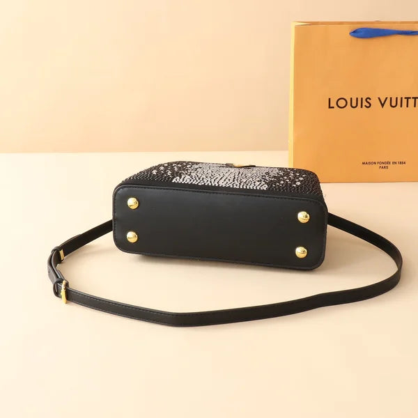Louis Vuitton Bag is Made of Genuine Leather and Decorated with Diamonds