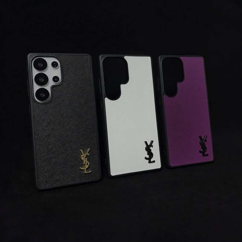 Luxury Black Saffiano Case for Samsung S22-S26 Series