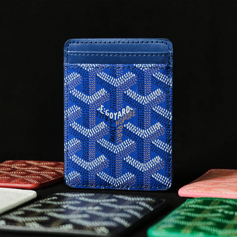  Premium Royal Blue magnetic MagSafe card holder with a luxurious geometric pattern