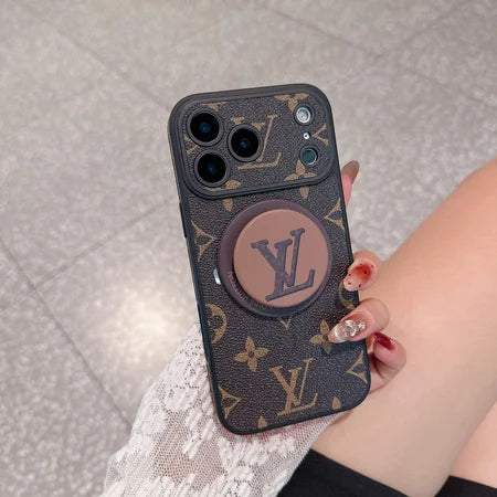 Luxury Monogram Leather Magsafe Phone Case Stand Function for iPhone 12-17 Series