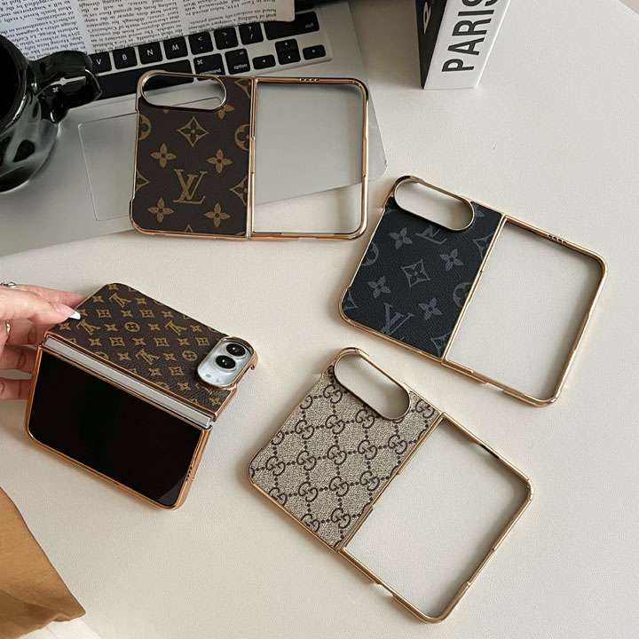 Premium Monogram Leather Folding Case with Gold Trim for iPhone Duo
