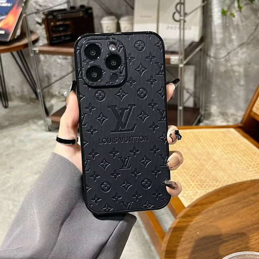 3D Monogram Embossed Leather  Case for iPhone theroxymob