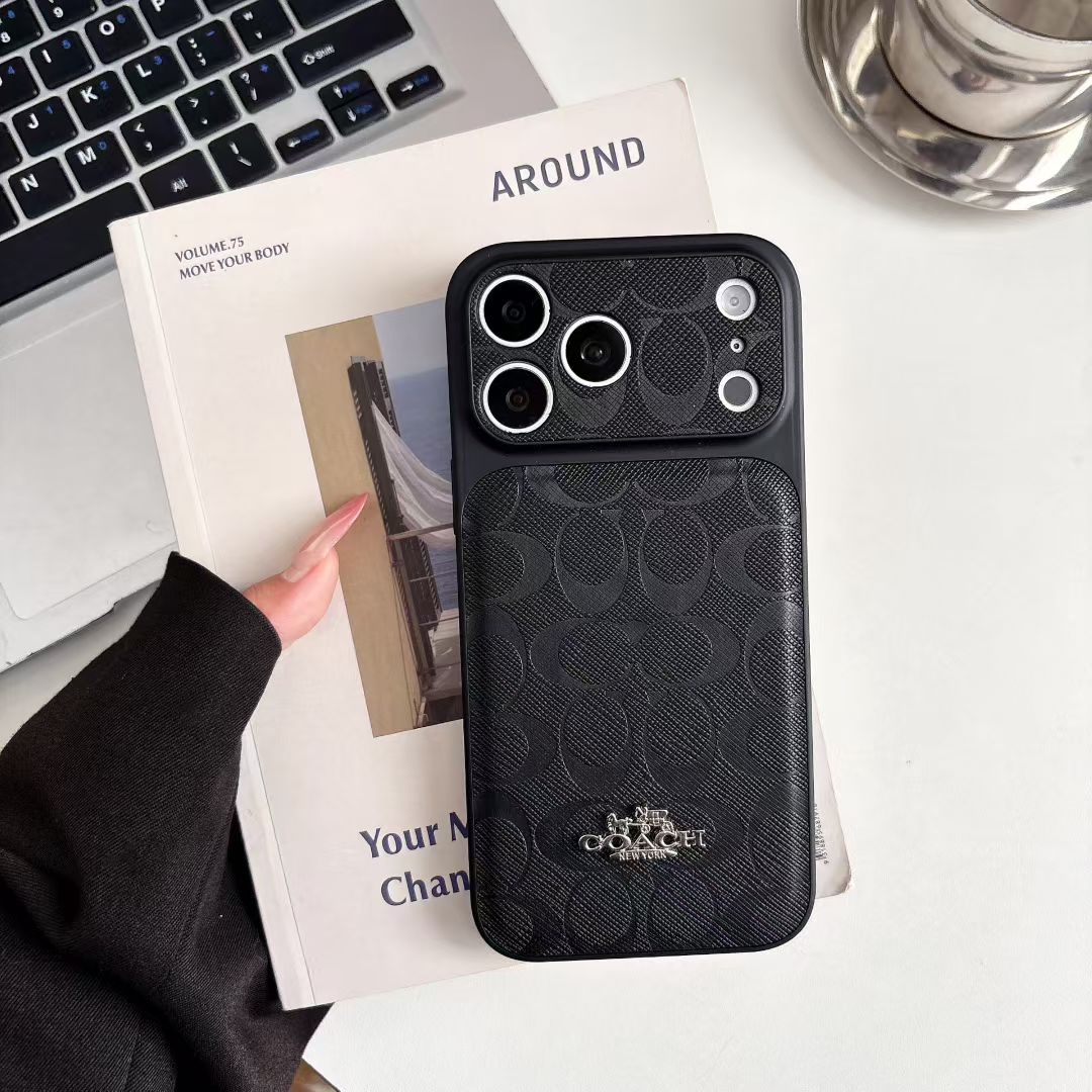 Luxury Coach Monogram Protective iPhone Case – Designer Leather Finish