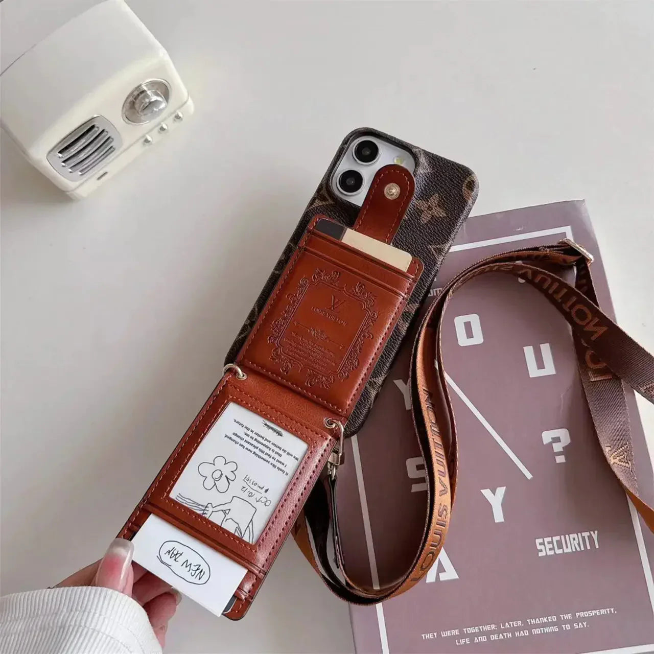 luxury iPhone Case Card Holder Detachable Lanyard Roxy New 2