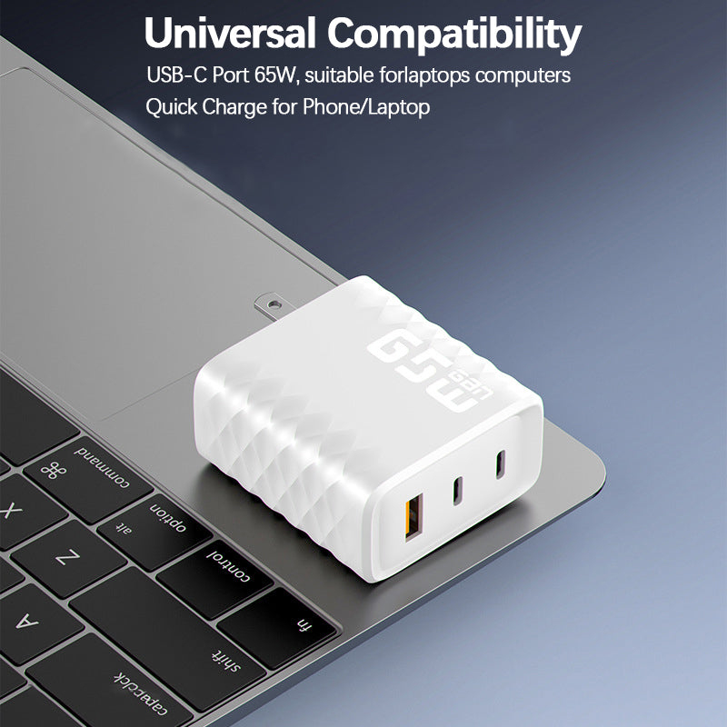 65W GaN Super Fast Charger - 3-Port Mini Power Brick