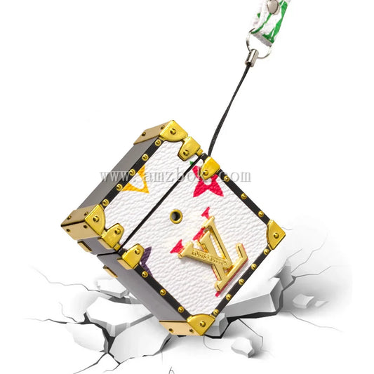 Premium Louis Vuitton leather case with a 3D square design for AirPods