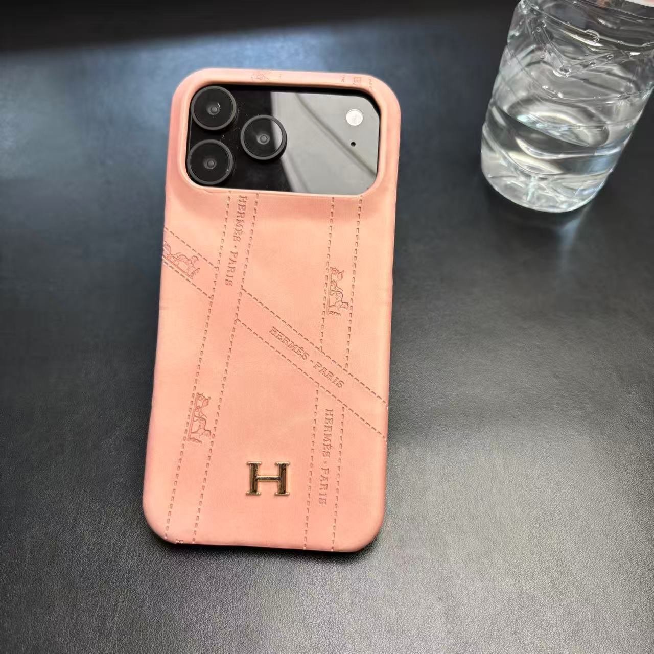 Hermes Luxury Leather Case for iPhone 17 / 16 / 15 / 14