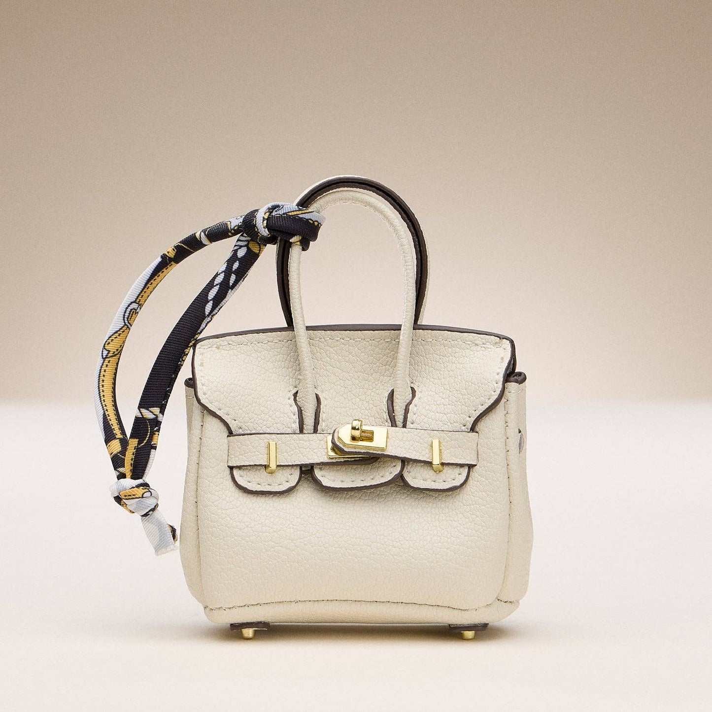 Mini Birkin Faux Leather Bag For Airpods Charm with Scarf Detail Roxy New