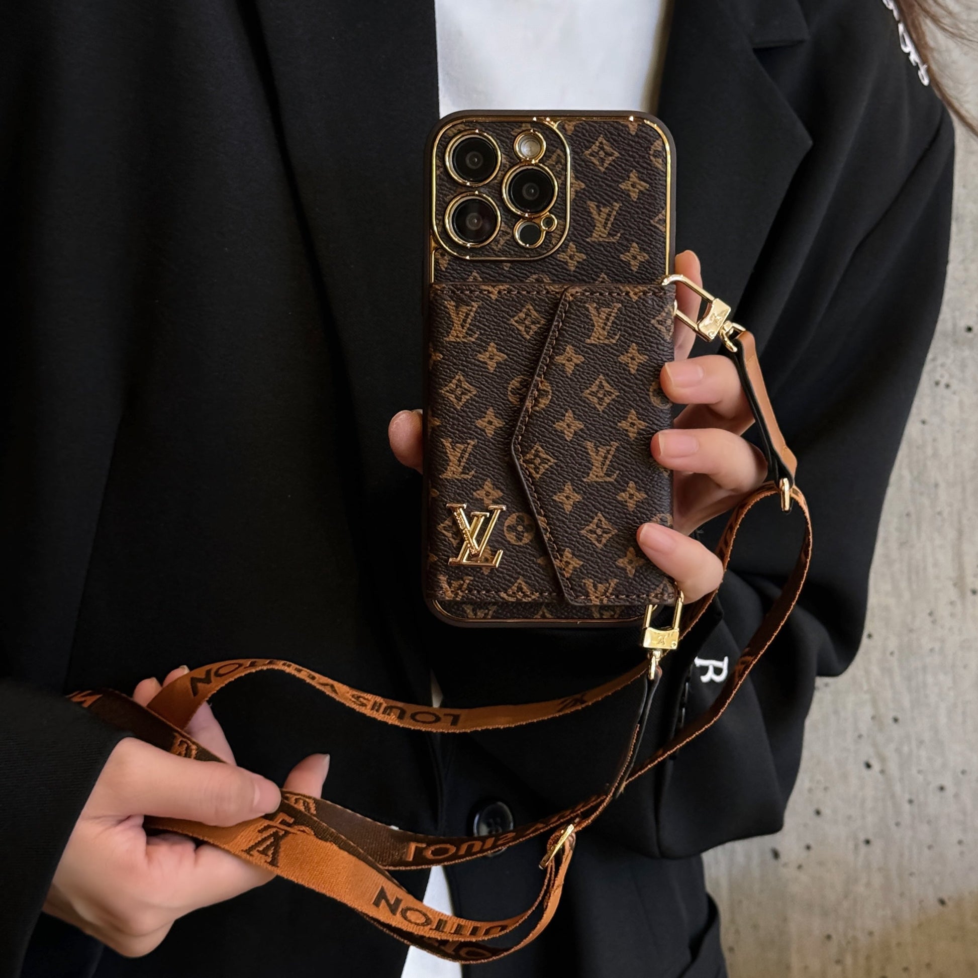 Luxury Monogram Canvas Leather Card Holder iPhone Case Roxy New 2