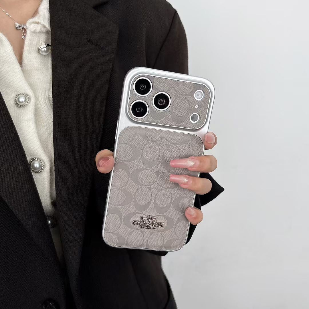 Luxury Coach Monogram Protective iPhone Case – Designer Leather Finish