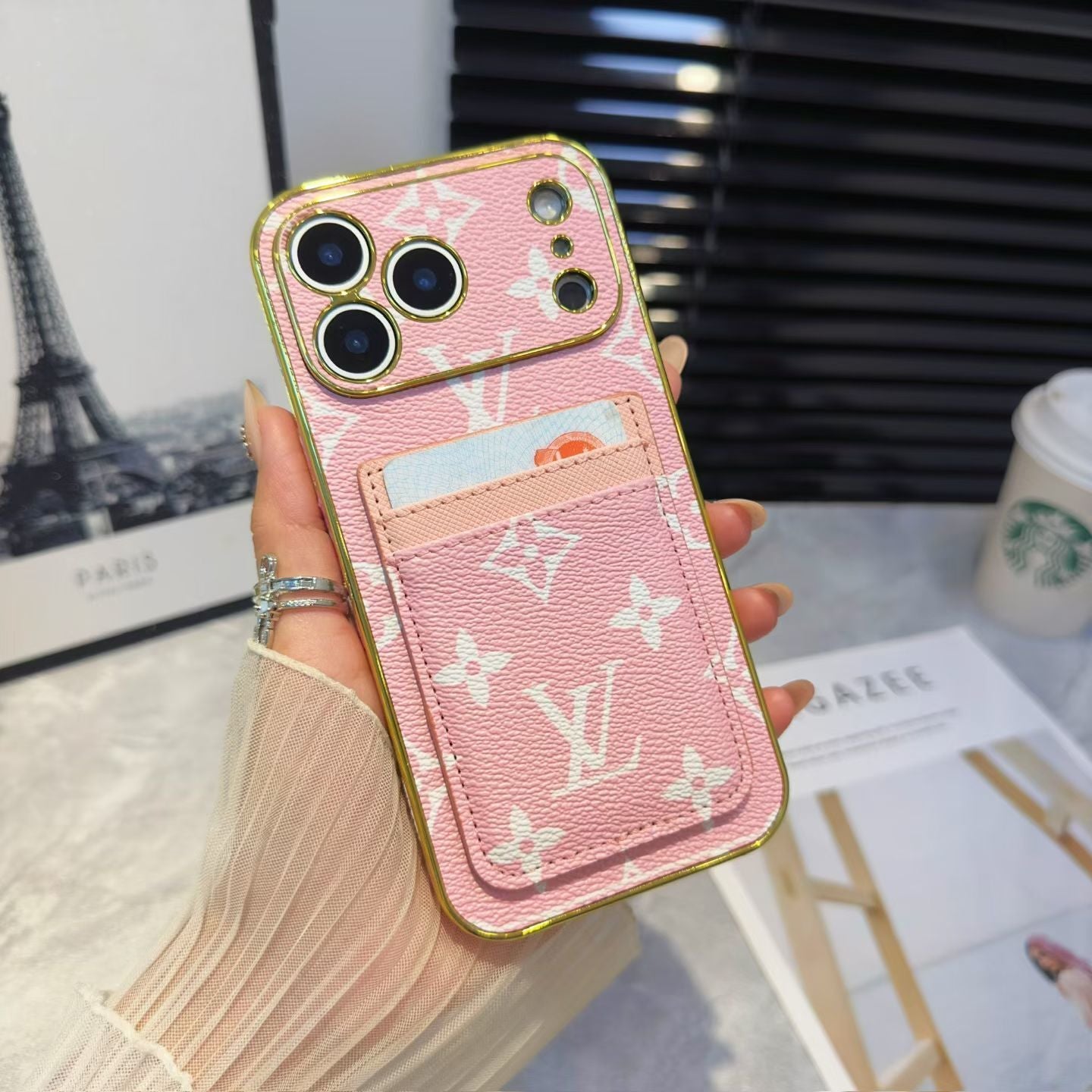 Lv Luxury Phone Case With Card Holder For iPhone 17/ 16 / 15 / 14