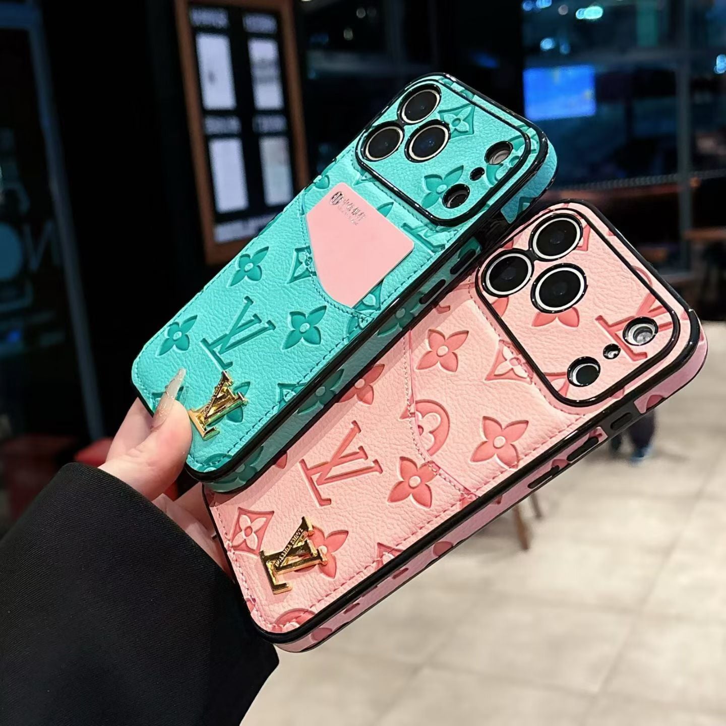 Distressed Heritage Leather Cover with Card Holder For iPhone 12-17