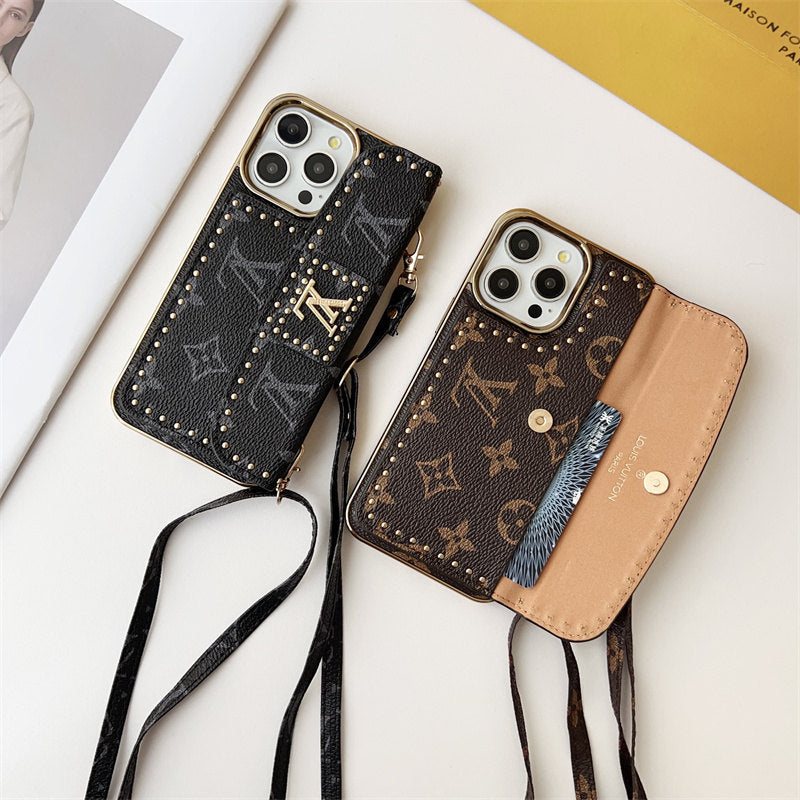 Monogram Leather Phone Case for iPhone 12-17