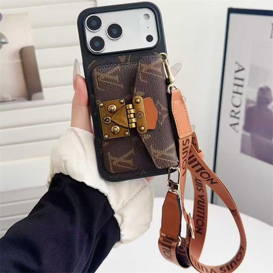 LUXURY LOCK CARD BAG CROSSBODY CHAIN IPHONE CASE