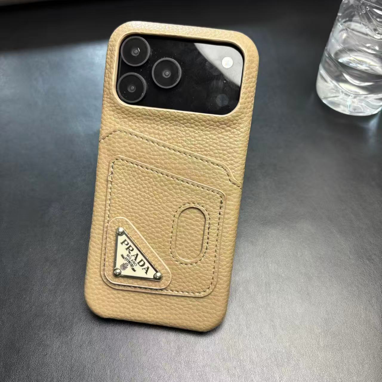 Prada Stylish Case With Card Holder For iPhone 17 / 16 / 15 / 14