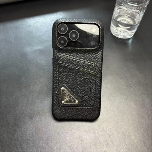 Prada Stylish Case With Card Holder For iPhone 17 / 16 / 15 / 14