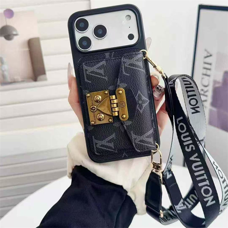 LUXURY LOCK CARD BAG CROSSBODY CHAIN IPHONE CASE